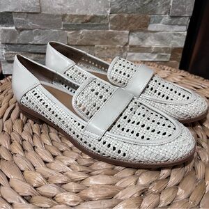 Franco Sarto Halton 2 Perforated White Weaved Loafer White Womens Size 9 Shoes